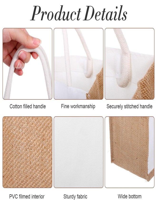 Limbeuuu 12 Pieces Jute Tote Bags Burlap Tote Beach Bags with Handles Reusable Waterproof Totes Shopping Bag Blank DIY Canvas Gift Bag - Image 4